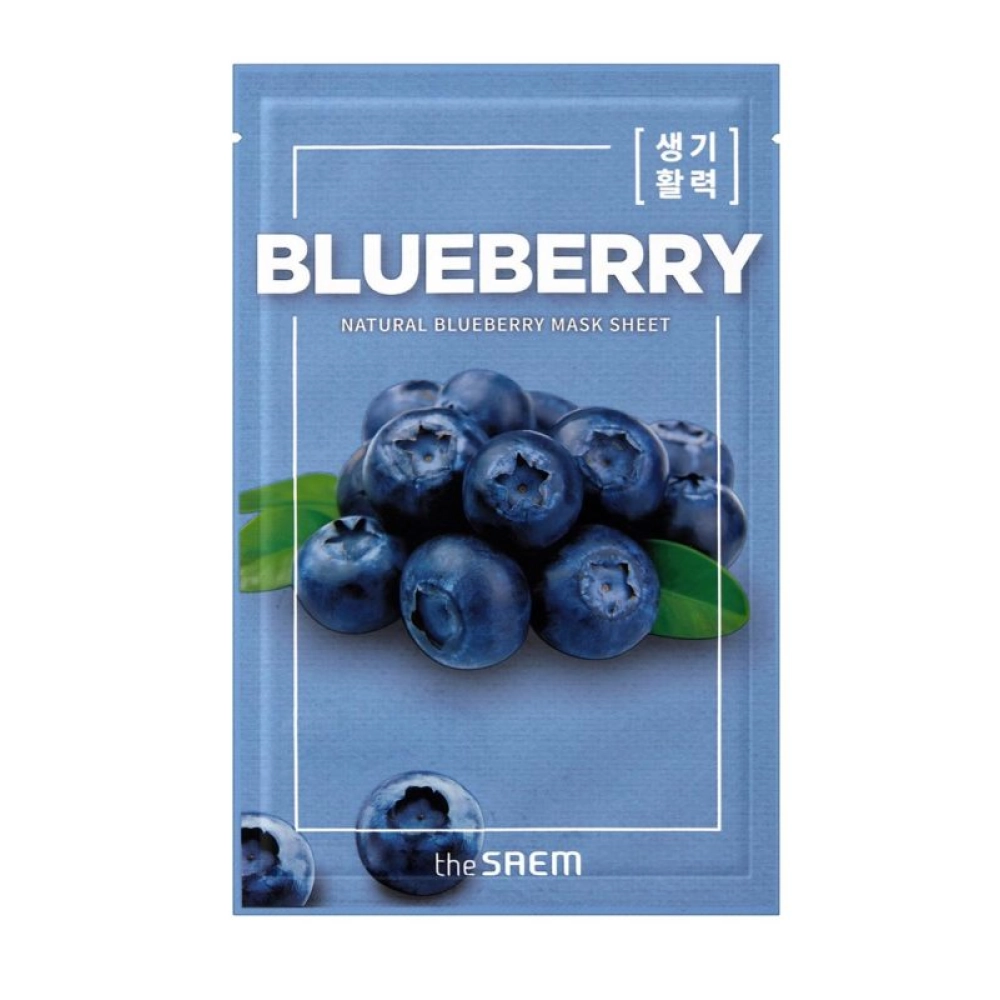 THE SAEM , Маска для лица тканевая ЭКСТРАКТ ЧЕРНИКИ Natural Blueberry Mask Sheet, 21 мл